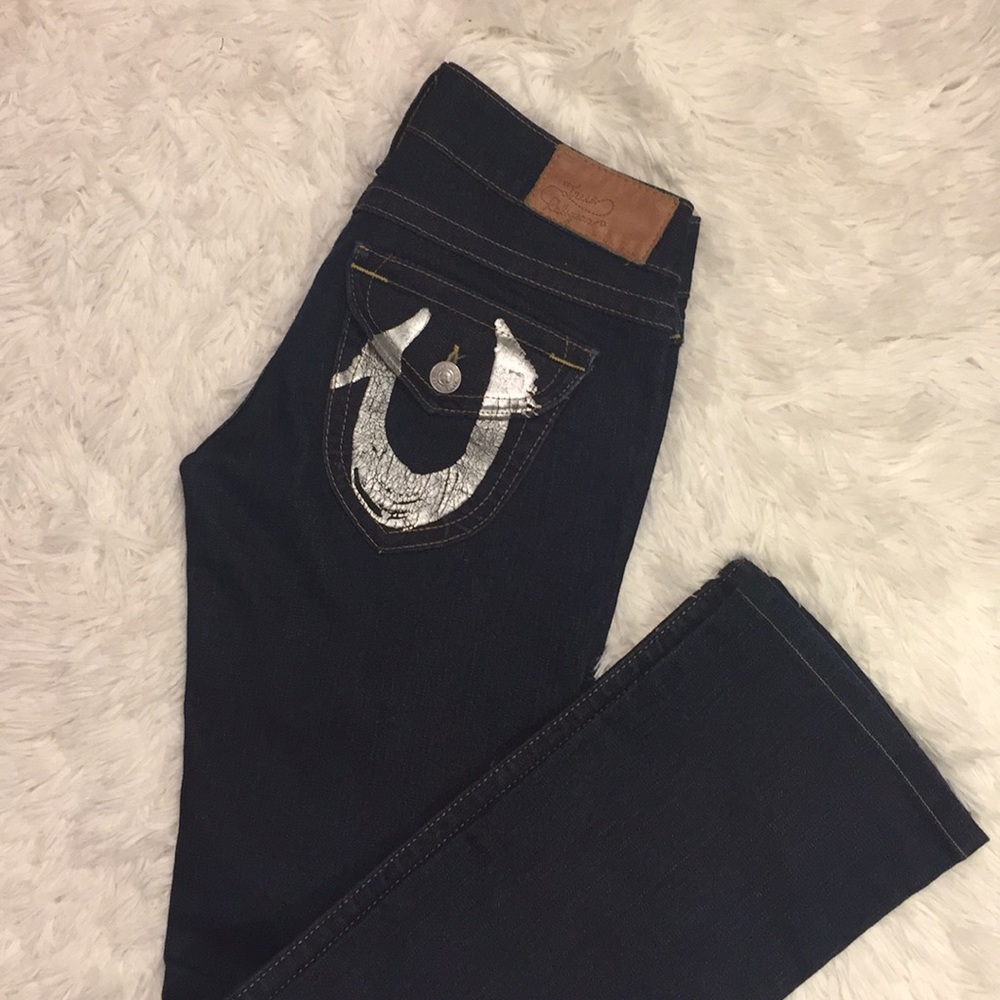 True Religion Jeans with Metallic Silver Pockets